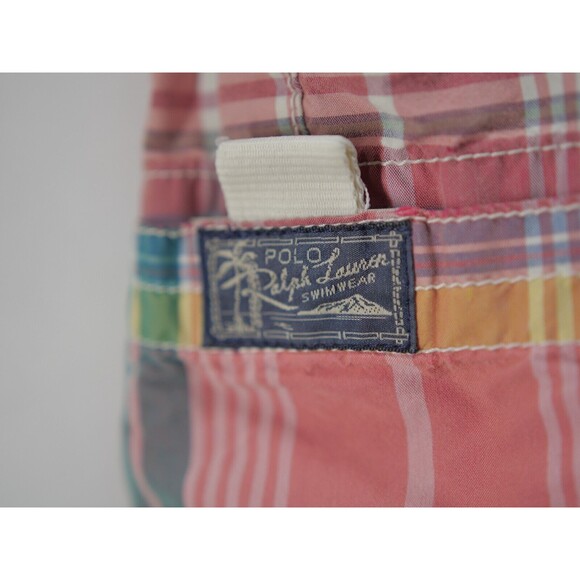 Polo Ralph Lauren Pink Plaid Swim Trunks Shorts Mens Size 32 - Picture 4 of 9